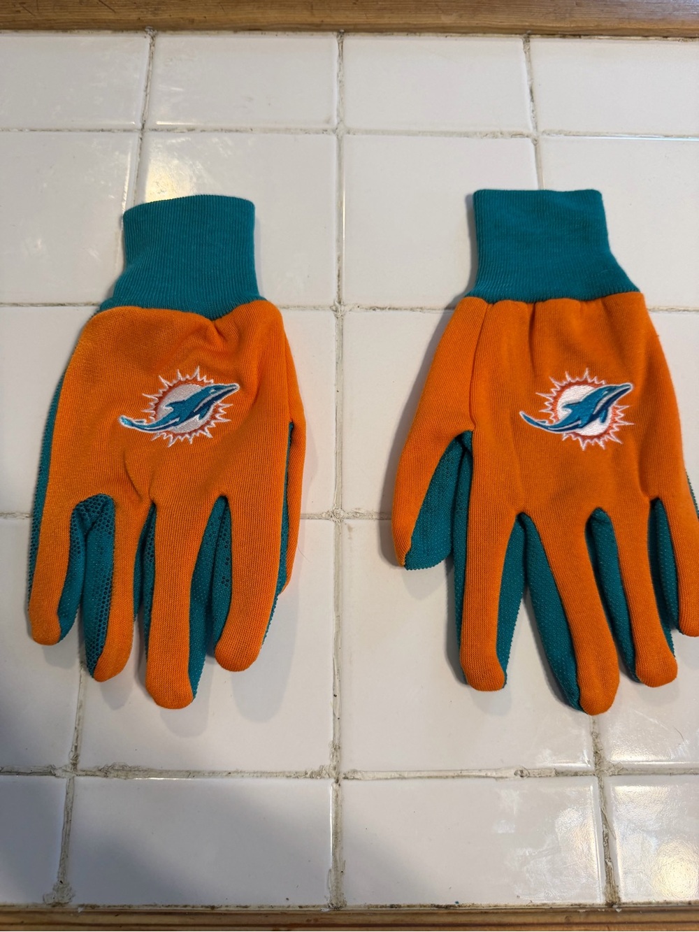 NFL Miami Dolphins Orange and Teal Logo Gloves